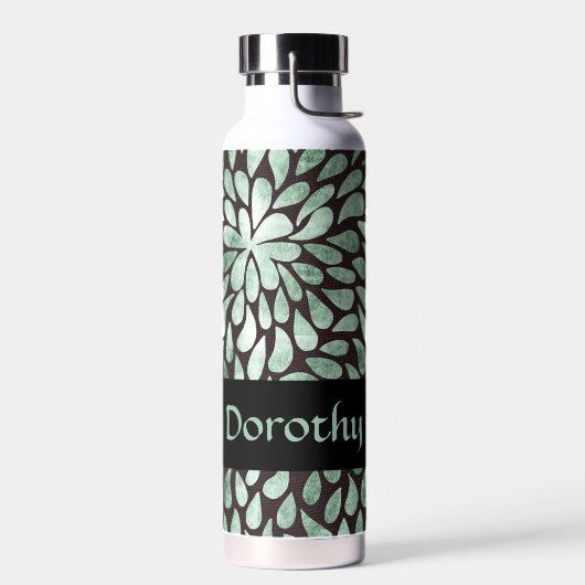 Gradiënt groene bloemblaadjes op zwart waterfles (Links)