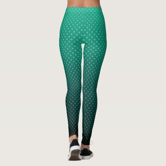 Gradiënt groene grijze poka-punten afdrukken abstr leggings (Achterkant)