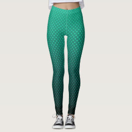 Gradiënt groene grijze poka-punten afdrukken abstr leggings