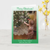 Gradiënt groene kerst kerstfamilie foto kaart (Gele Bloem)
