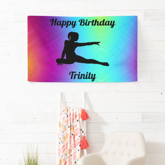 Gradient Gymnastiek Verjaardagsbanner Spandoek (Insitu)