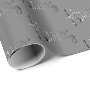 Gradiënt "Happy Birthday" Gray Silvery Cadeaupapier