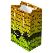 Gradient Happy Birthday met Black Bow Medium Cadeauzakje (Voorkant Gekanteld)