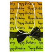 Gradient Happy Birthday met Black Bow Medium Cadeauzakje (Voorkant)