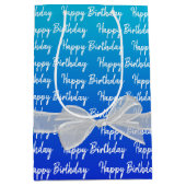 Gradient Happy Birthday met witte boog Medium Cadeauzakje (Voorkant)