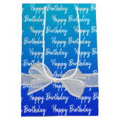 Gradient Happy Birthday met witte boog Medium Cadeauzakje (Achterkant)