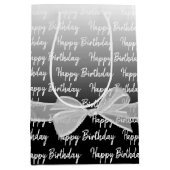 Gradient Happy Birthday met witte boog Medium Cadeauzakje (Voorkant)