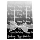 Gradient Happy Birthday met witte boog Medium Cadeauzakje (Achterkant)
