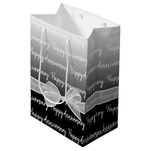 Gradient Happy Jubileum met witte boog Medium Cadeauzakje (Voorkant Gekanteld)