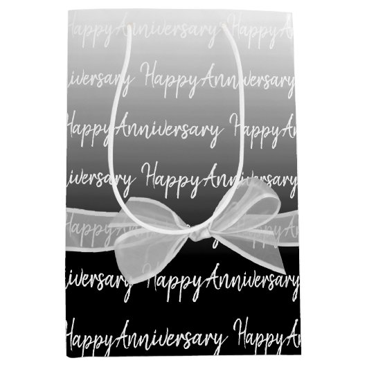 Gradient Happy Jubileum met witte boog Medium Cadeauzakje (Voorkant)