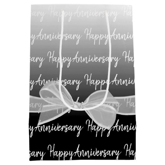 Gradient Happy Jubileum met witte boog Medium Cadeauzakje (Achterkant)