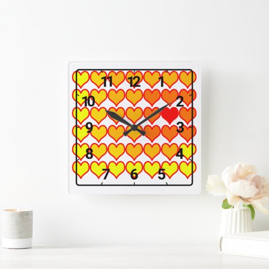 Gradient heart pattern vierkante klok (Huis)