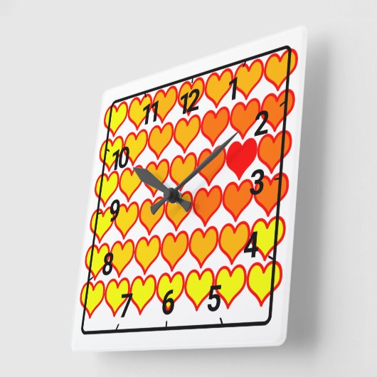 Gradient heart pattern vierkante klok (Hoek)