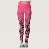Gradiënt Hot Pink Leopard Animal Skin Print Leggings (Voorkant)