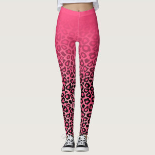 Gradiënt Hot Pink Leopard Animal Skin Print Leggings