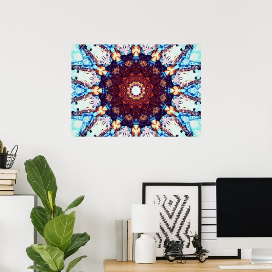Gradiënt Kaleidoscoop | Mandala Art Poster (Thuiskantoor)