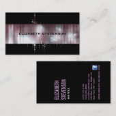 Gradiënt Kleine Paarse roze kralen op zwart Visitekaartje (Voorkant / Achterkant)