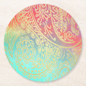 Gradiënt Kleurrijk en Goud Ronde Kartonnen Onderzetter (Voorkant)