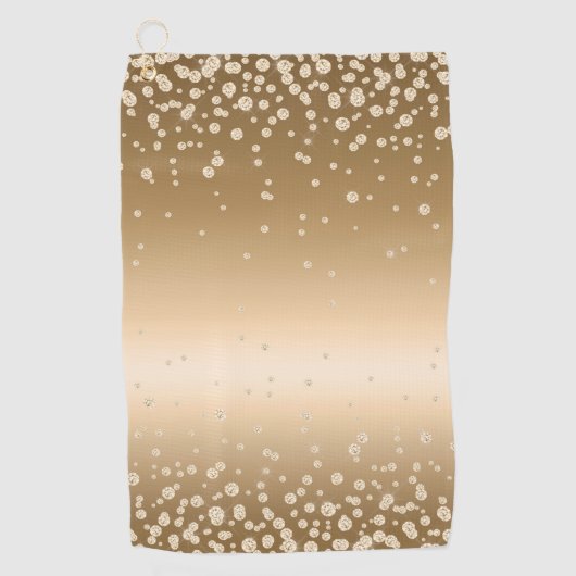 Gradiënt Lichtbruin Witte Luxe Stippen Mooie Glamo Golfhanddoek (Voorkant)