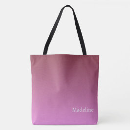 Gradient light to dark tone pink tote bag