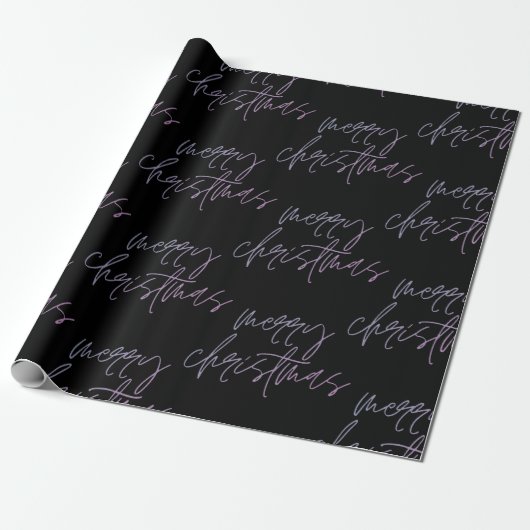 Gradient Merry kerst | Beauful Onyx Elegant Cadeaupapier (Uitgerold)