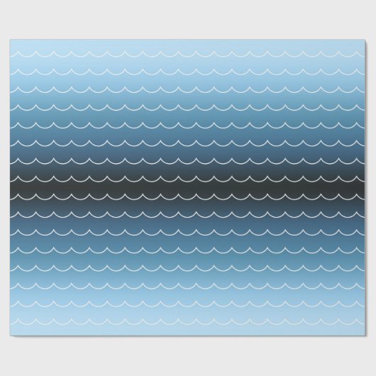 Gradiënt modern blauw golfpatroon cadeaupapier (Vlak)