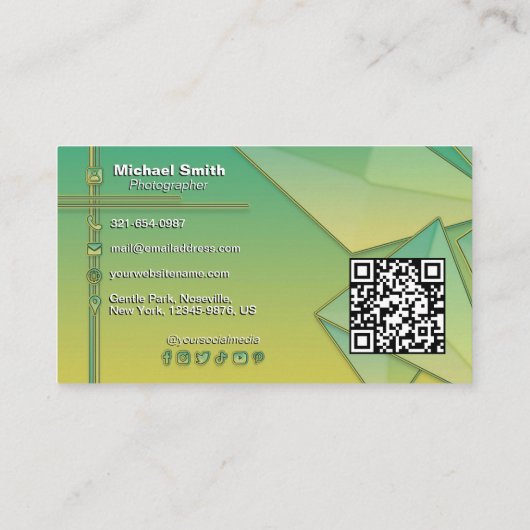 Gradiënt Moderne 3D Geometrische Abstracte QR Code Visitekaartje (Achterkant)