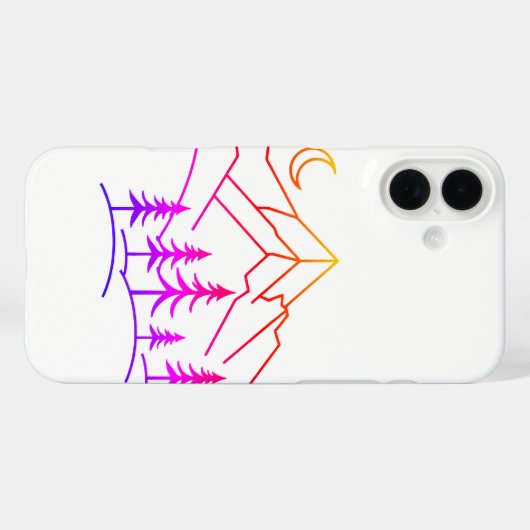 Gradient Mountain Forest iPhone Case (Achterkant (horizontaal))