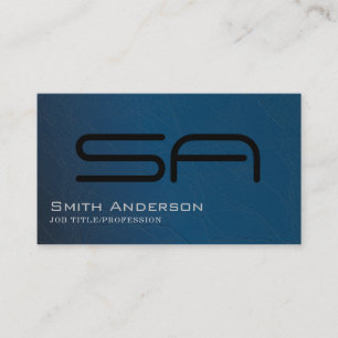 Gradiënt Navy Blue White en Black Monogram Visitekaartje