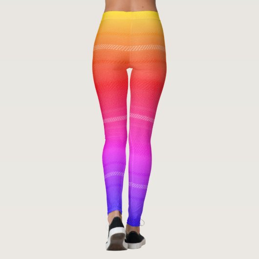 Gradient Neon Plaid Tartan Modern Fabric Leggings (Achterkant)