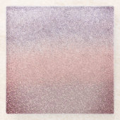 Gradiënt Nep Glitter Glitterig Roze Glazen Onderzetter (Voorkant)