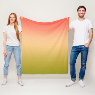 Gradiënt ombre coral blush beige limoen zacht wazi fleece deken