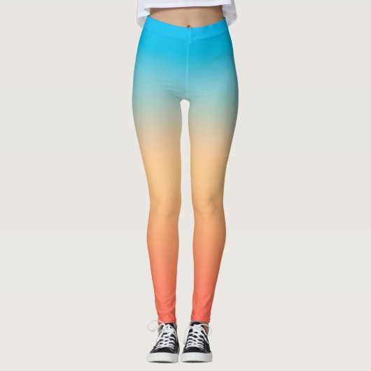 Gradiënt ombre koraal blush beige blue soft blurre leggings (Voorkant)