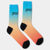 Gradiënt ombre koraal blush beige blue soft blurre sokken (Rechts)