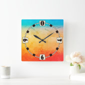 Gradiënt ombre koraal blush beige blue soft blurre vierkante klok (Huis)