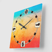 Gradiënt ombre koraal blush beige blue soft blurre vierkante klok (Hoek)