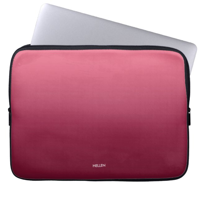 Gradiënt Ombre Roze Gepersonaliseerd Laptop Sleeve (Voorkant)