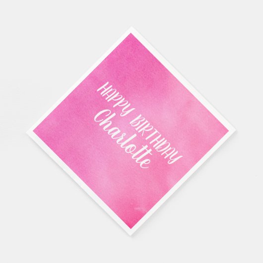 Gradiënt Ombre Roze Waterverf Gepersonaliseerde Na Servet (Hoek)