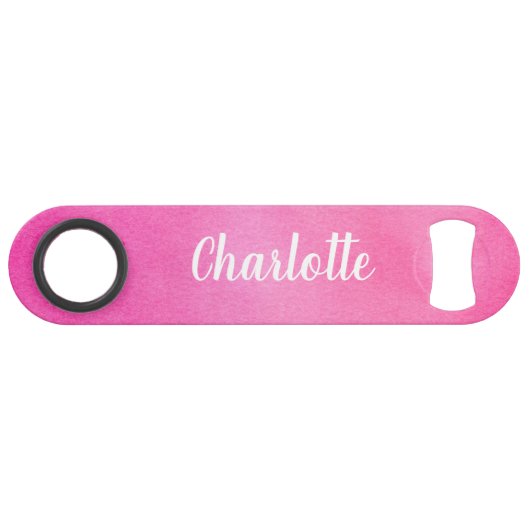 Gradiënt Ombre Roze Waterverf Gepersonaliseerde Na Speed Flessenopener (Voorkant (Horizontaal))