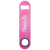 Gradiënt Ombre Roze Waterverf Gepersonaliseerde Na Speed Flessenopener (Voorkant)
