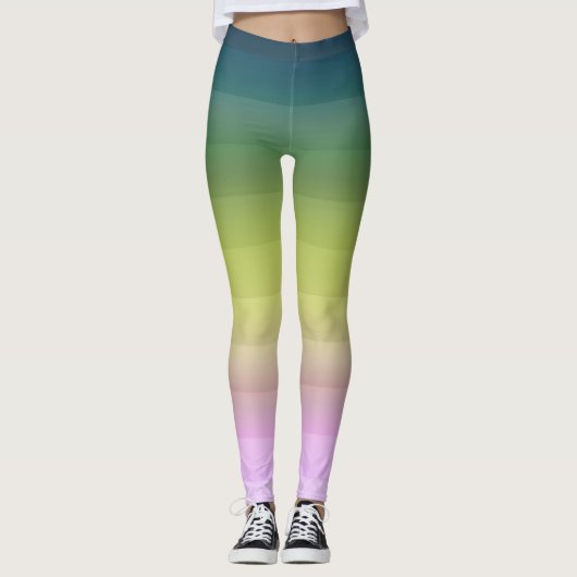 Gradiënt ombre stripe met zachte, troebele groene leggings (Voorkant)