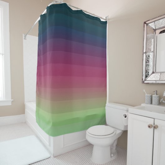 Gradiënt ombre stripe met zachte, wazig multicolo douchegordijn (In situ)