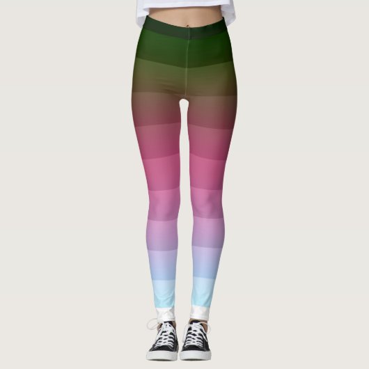 Gradiënt ombre stripe met zachte, wazig multicolo leggings (Voorkant)