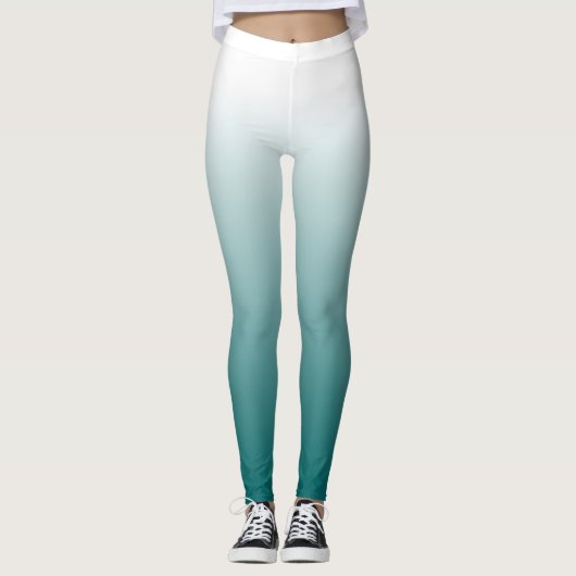 Gradient ombre white turkooise leggins leggings (Voorkant)