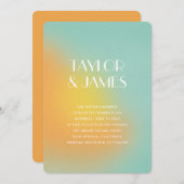 Gradient Orange Turquoise QR Code Modern Wedding Kaart (Voorkant / Achterkant)