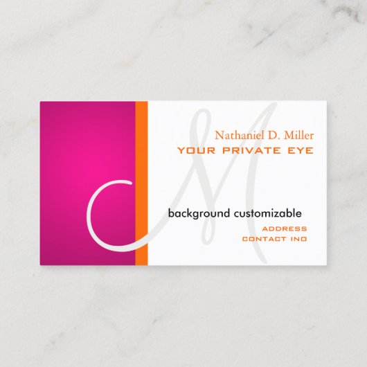 Gradiënt Oranje+Fuschia Monogram Visitekaartje (Achterkant)