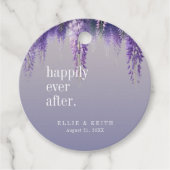 Gradiënt Paarse bloem nog lang en gelukkig na de b Bedankjes Labels (Voorkant)