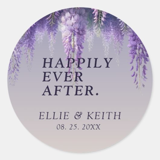 Gradiënt Paarse bloem nog lang en gelukkig na de b Ronde Sticker (Voorkant)