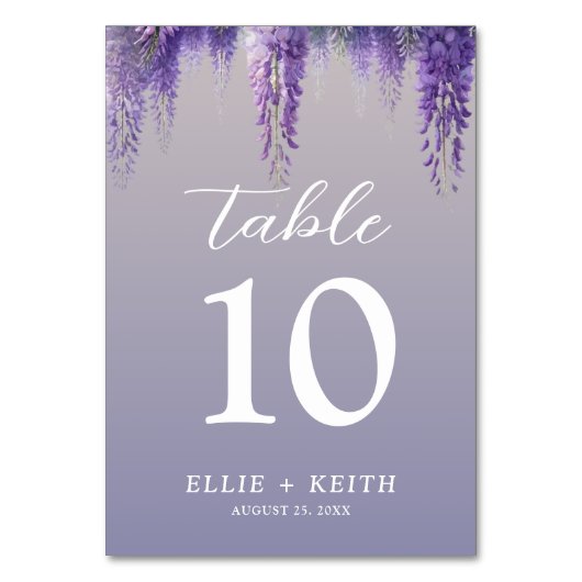 Gradiënt Paarse Bloemen bruiloft Kaart (Achterkant)