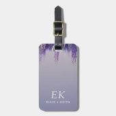 Gradiënt Paarse Bloemen Custom Monogram Bagagelabel (Voorkant verticaal)